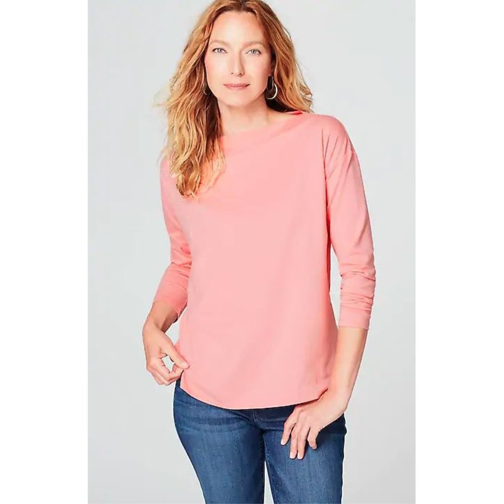 β€οΈ J. Jill Bubblegum Pink Boatneck Silky top 2/$15